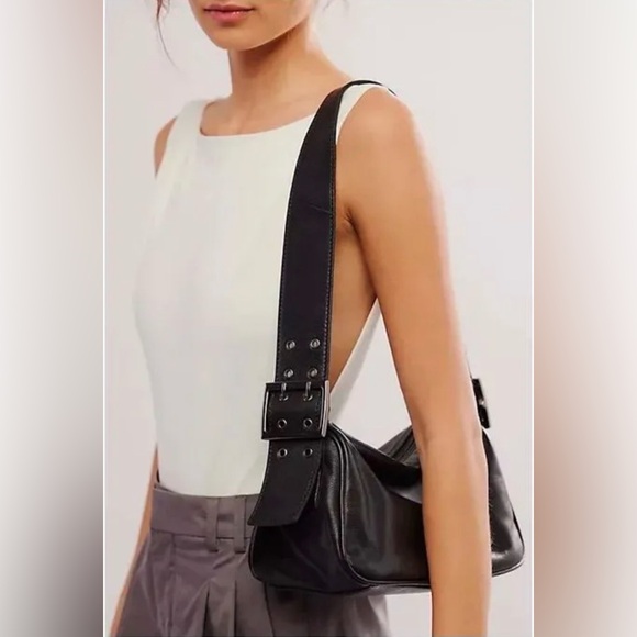 Free People Arm Candy Leather Bag, Purse, Adjustable Strap, Black, NWT - Picture 2 of 9